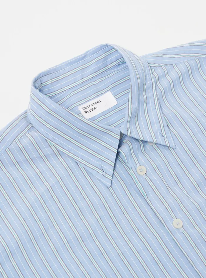 Shirts Men Universal Works Universal Works Lazy Day Shirt In Blue Chelsea Cotton Stripe