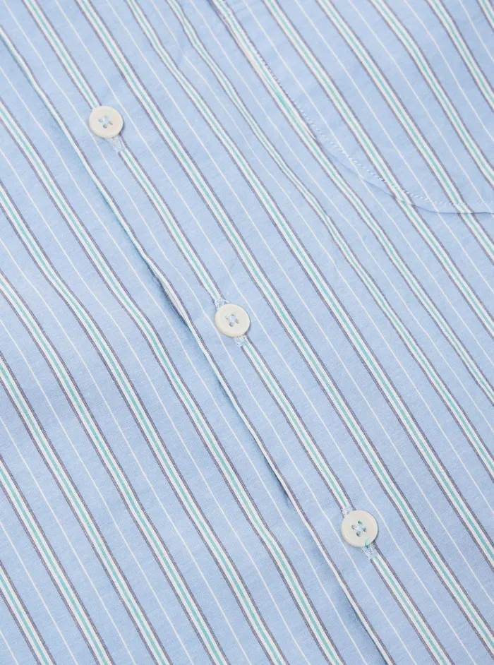 Shirts Men Universal Works Universal Works Lazy Day Shirt In Blue Chelsea Cotton Stripe