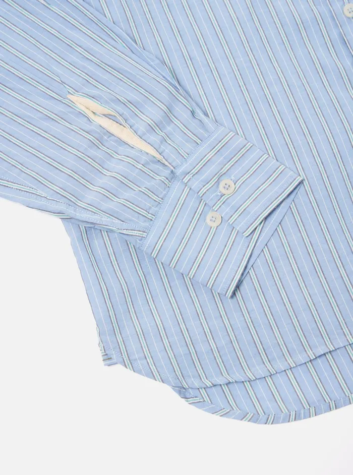Shirts Men Universal Works Universal Works Lazy Day Shirt In Blue Chelsea Cotton Stripe