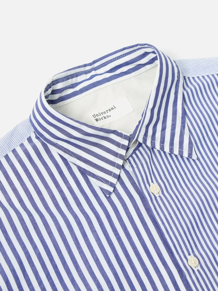 Shirts Men Universal Works Universal Works Square Pocket Shirt In Blue Classic Stripes