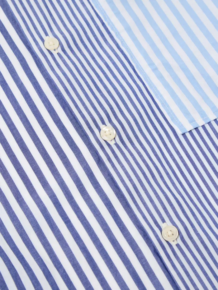 Shirts Men Universal Works Universal Works Square Pocket Shirt In Blue Classic Stripes
