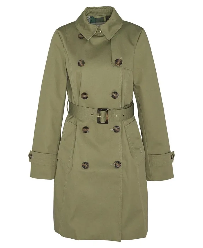 Short Greta Showerproof Trench Coat Burnt Oliveancient Poplar Women Barbour Trench Coats