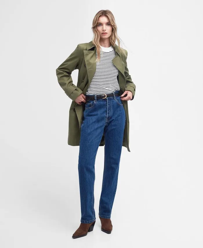 Short Greta Showerproof Trench Coat Burnt Oliveancient Poplar Women Barbour Trench Coats
