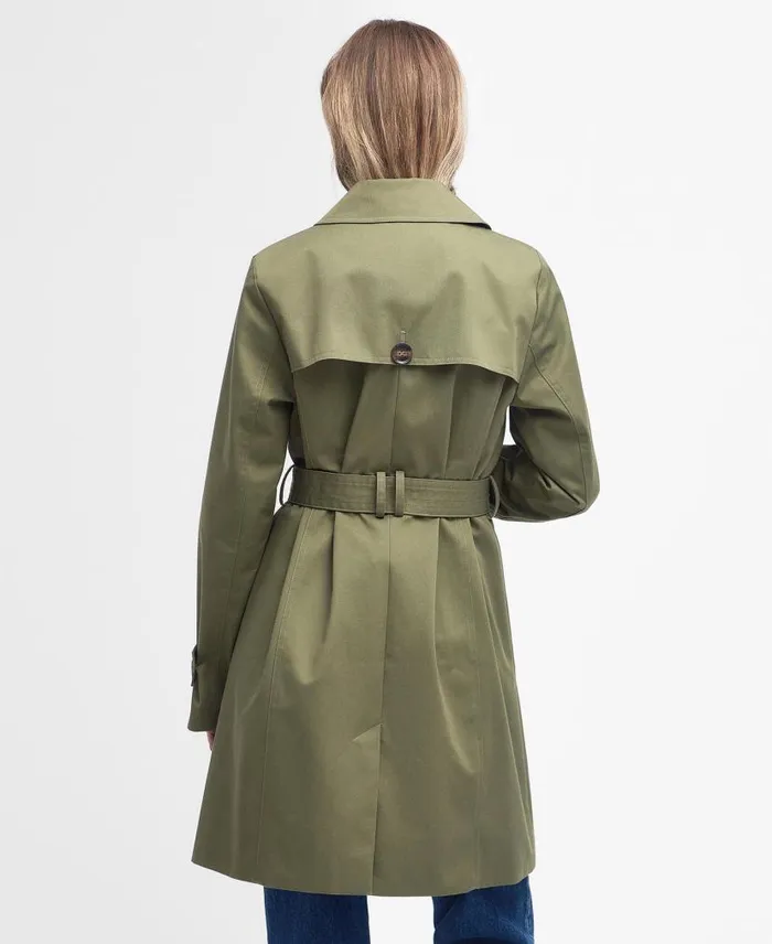 Short Greta Showerproof Trench Coat Burnt Oliveancient Poplar Women Barbour Trench Coats
