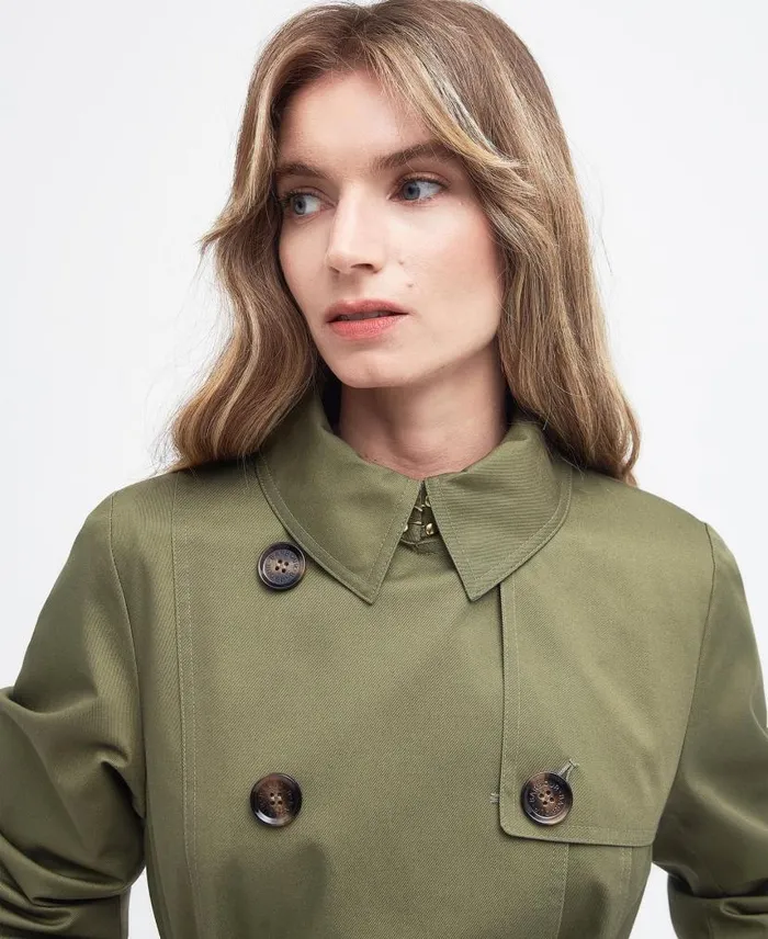 Short Greta Showerproof Trench Coat Burnt Oliveancient Poplar Women Barbour Trench Coats