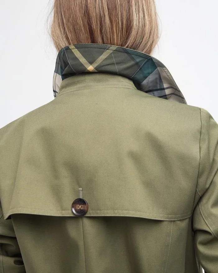 Short Greta Showerproof Trench Coat Burnt Oliveancient Poplar Women Barbour Trench Coats