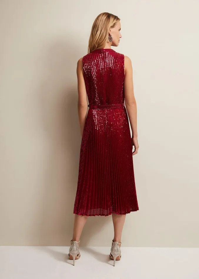 Simara Pink Sequin Midi Dress Pink Women Phase Eight Dresses