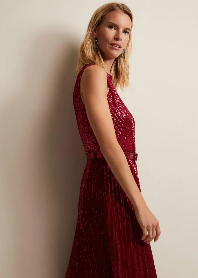 Simara Pink Sequin Midi Dress Pink Women Phase Eight Dresses