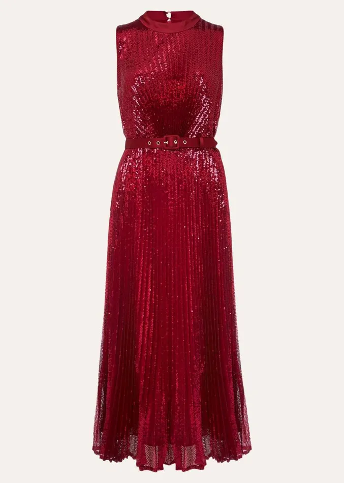 Simara Pink Sequin Midi Dress Pink Women Phase Eight Dresses