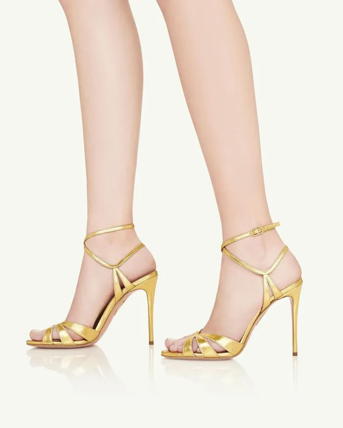 Siren Sandal 105 Gold Women Aquazzura Sandals Siren Sandal 105 Gold Women Aquazzura Sandals