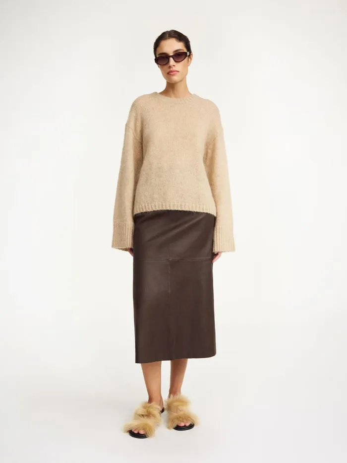 Skirts Women By Malene Birger Simoas Leather Skirt Dark Mahogany