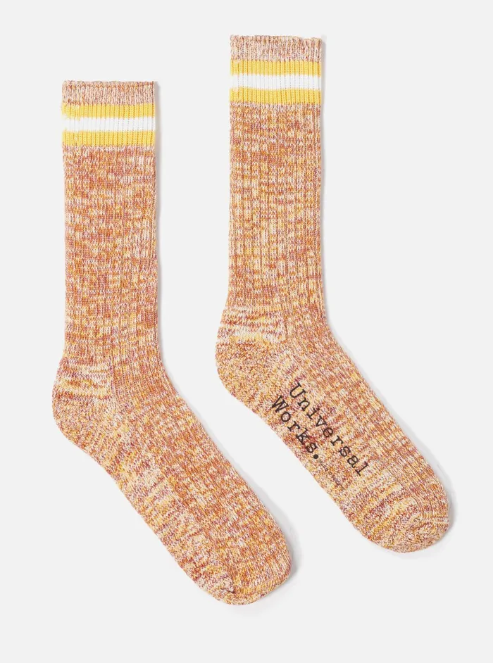 Socks Men Universal Works Universal Works Everyday Stripe Sock In Yellow Cotton