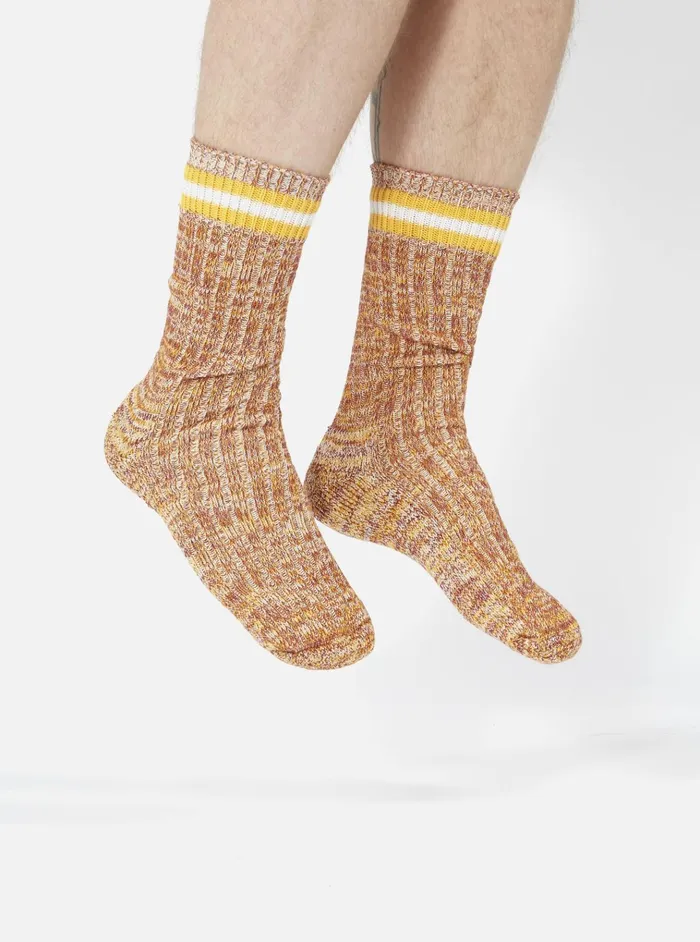Socks Men Universal Works Universal Works Everyday Stripe Sock In Yellow Cotton Socks Men Universal Works Universal Works Everyday Stripe Sock In Yellow Cotton