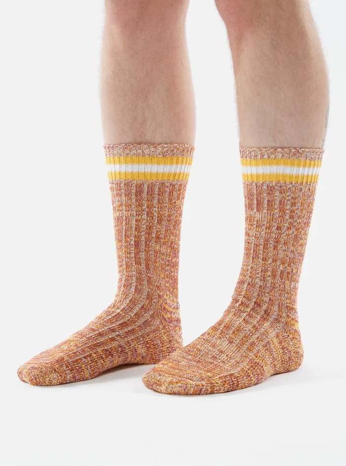 Socks Men Universal Works Universal Works Everyday Stripe Sock In Yellow Cotton Socks Men Universal Works Universal Works Everyday Stripe Sock In Yellow Cotton