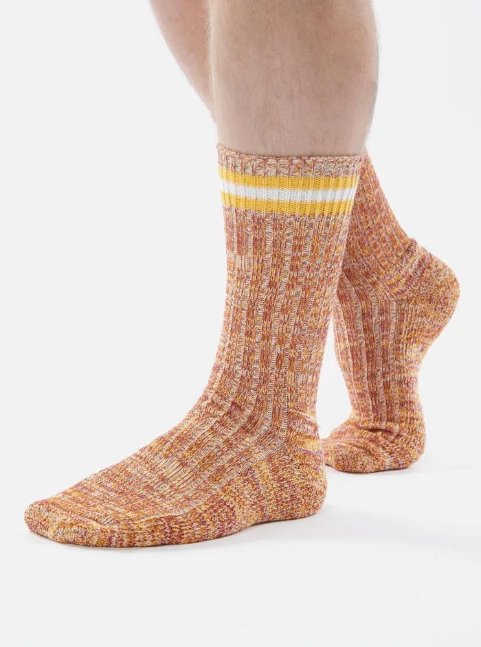 Socks Men Universal Works Universal Works Everyday Stripe Sock In Yellow Cotton Socks Men Universal Works Universal Works Everyday Stripe Sock In Yellow Cotton