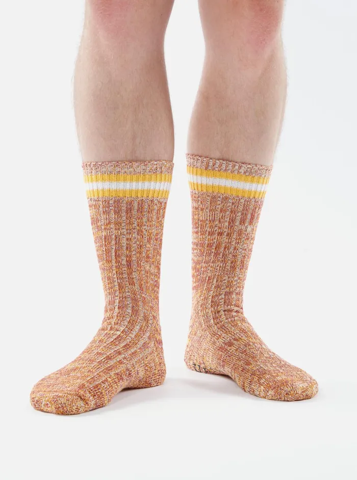 Socks Men Universal Works Universal Works Everyday Stripe Sock In Yellow Cotton Socks Men Universal Works Universal Works Everyday Stripe Sock In Yellow Cotton