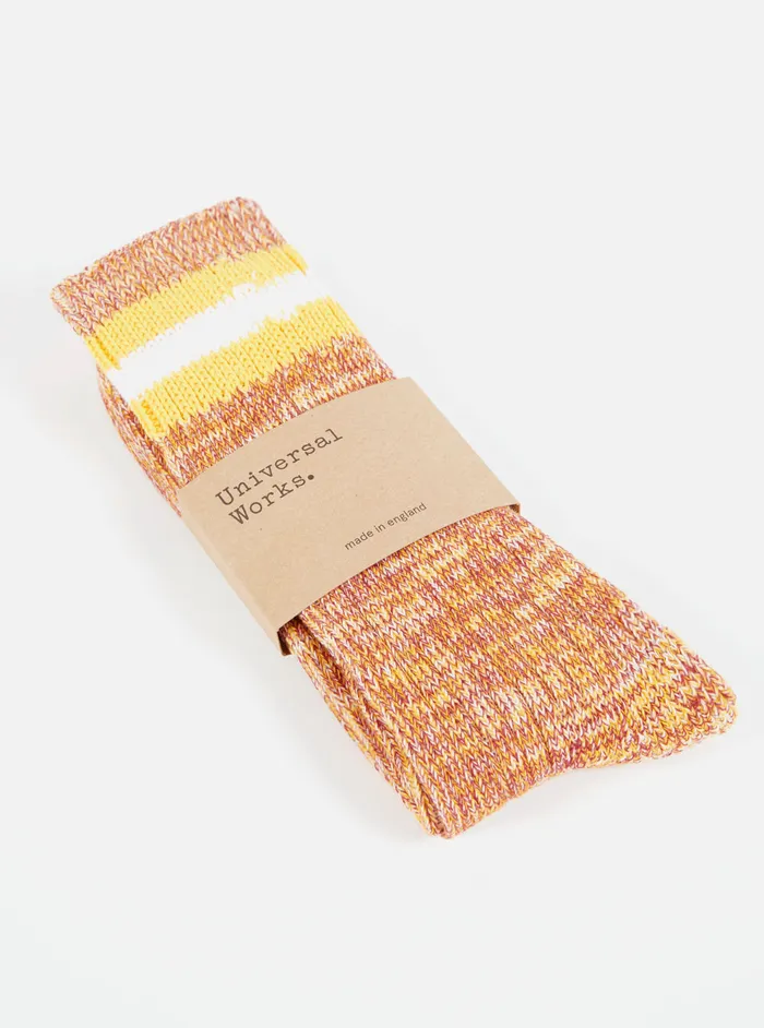 Socks Men Universal Works Universal Works Everyday Stripe Sock In Yellow Cotton Socks Men Universal Works Universal Works Everyday Stripe Sock In Yellow Cotton