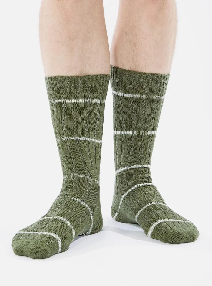 Socks Men Universal Works Universal Works Slub Sock In Olive Tie Dye Knit Socks Men Universal Works Universal Works Slub Sock In Olive Tie Dye Knit