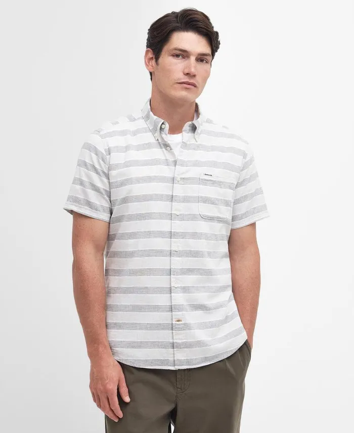 Somerby Striped Tailored Shirt Olive Men Barbour Shirts