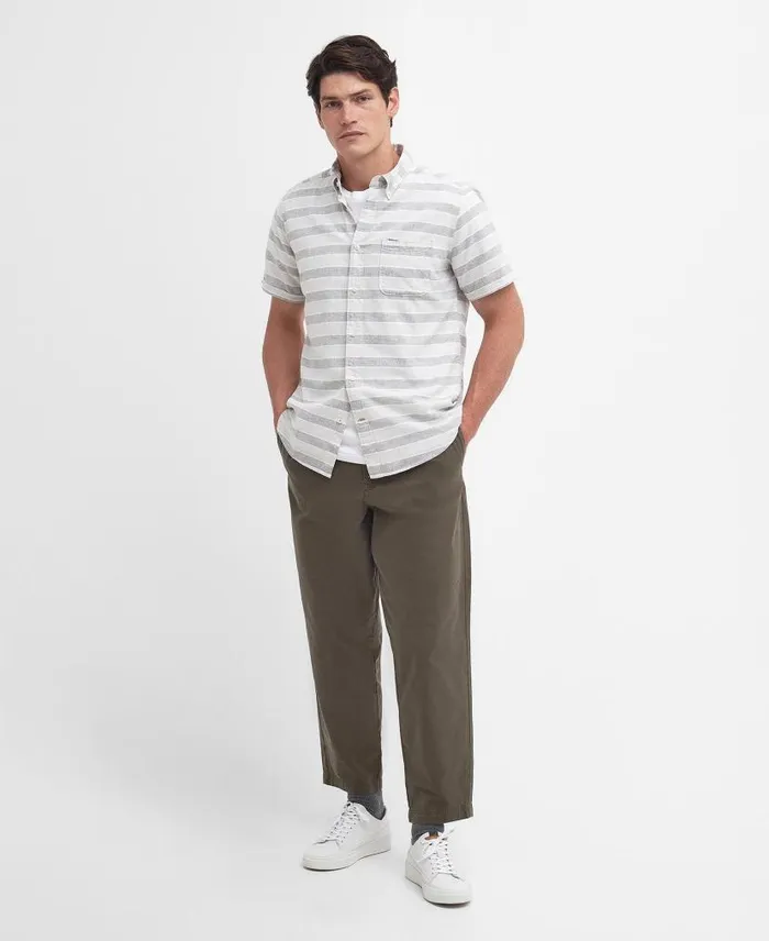Somerby Striped Tailored Shirt Olive Men Barbour Shirts