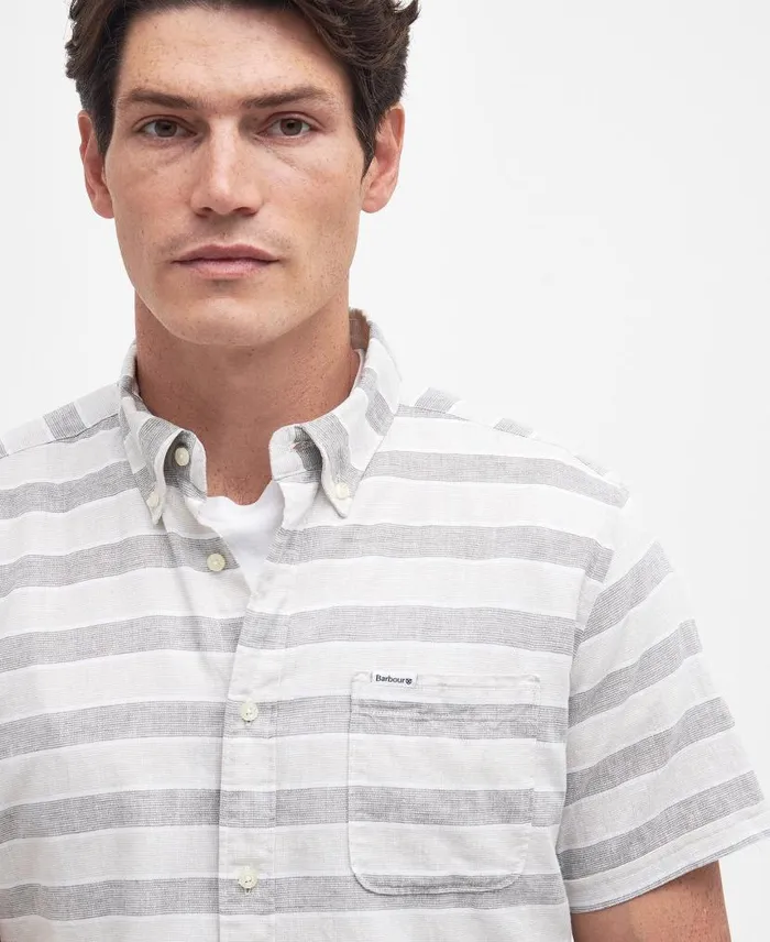 Somerby Striped Tailored Shirt Olive Men Barbour Shirts