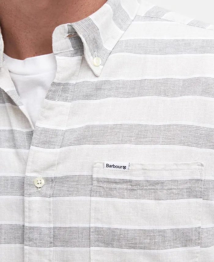 Somerby Striped Tailored Shirt Olive Men Barbour Shirts