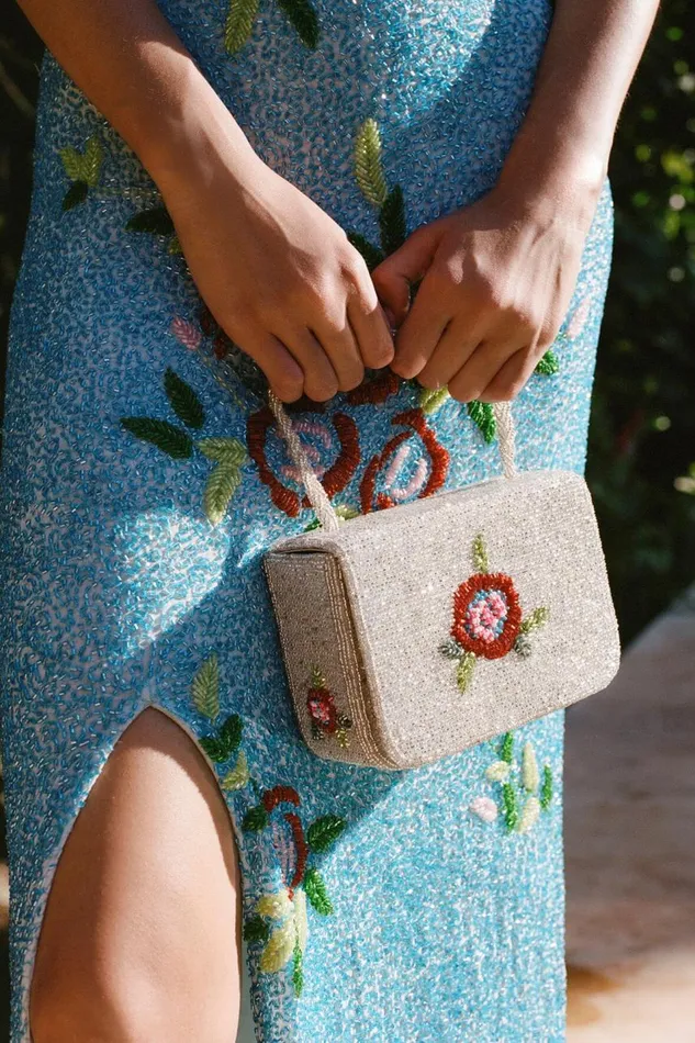 STAUD Beaded Women STAUD CARMEN BEADED BOX BAG DIAMOND ROSE STAUD Beaded Women STAUD CARMEN BEADED BOX BAG DIAMOND ROSE