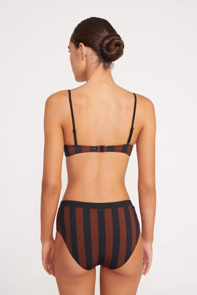 STAUD Bikinis Women STAUD DEVON HIGH RISE BIKINI BOTTOM BLACK TAN SEASHORE STRIPE STAUD Bikinis Women STAUD DEVON HIGH RISE BIKINI BOTTOM BLACK TAN SEASHORE STRIPE