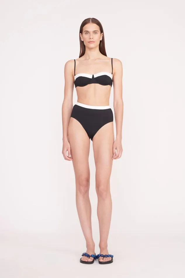STAUD Bikinis Women STAUD DEVON HIGH RISE BIKINI BOTTOM BLACK WHITE STAUD Bikinis Women STAUD DEVON HIGH RISE BIKINI BOTTOM BLACK WHITE