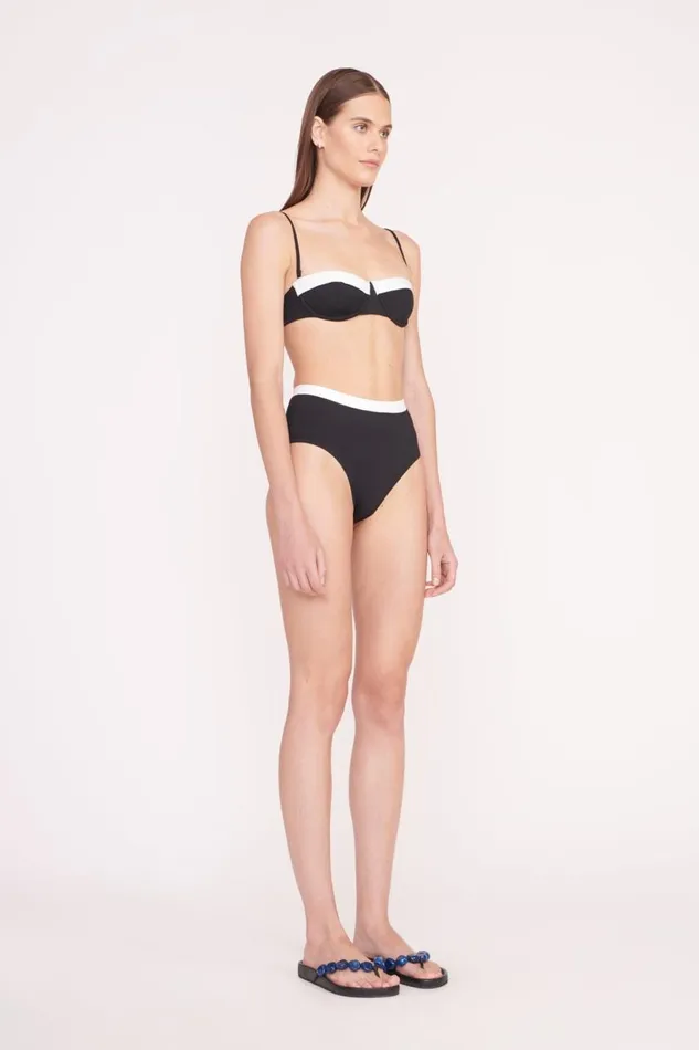 STAUD Bikinis Women STAUD DEVON HIGH RISE BIKINI BOTTOM BLACK WHITE STAUD Bikinis Women STAUD DEVON HIGH RISE BIKINI BOTTOM BLACK WHITE