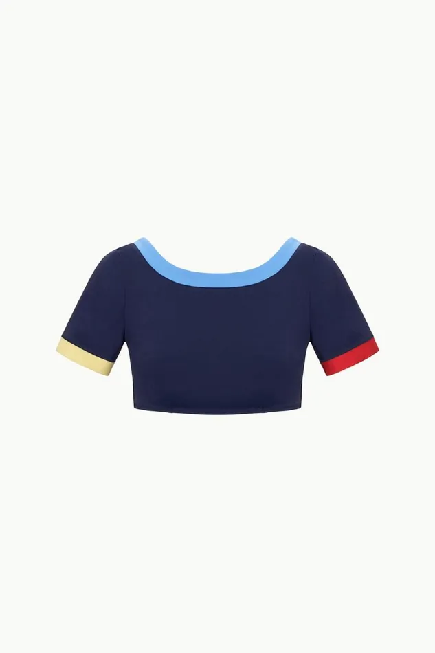 STAUD Bikinis Women STAUD LILY SHORT SLEEVE BIKINI TOP NAVY COLORBLOCK STAUD Bikinis Women STAUD LILY SHORT SLEEVE BIKINI TOP NAVY COLORBLOCK