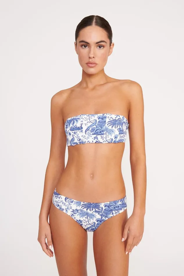 STAUD Bikinis Women STAUD MALA BIKINI TOP BLUE TOILE