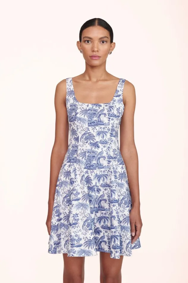 STAUD Dresses Women MINI WELLS DRESS BLUE TOILE STAUD Dresses Women MINI WELLS DRESS BLUE TOILE