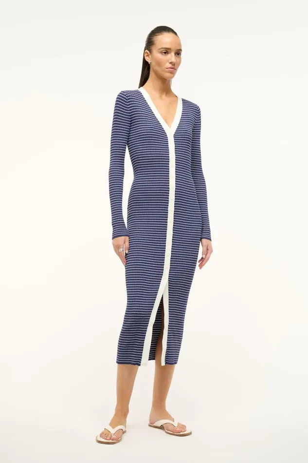 STAUD Dresses Women STAUD SHOKO SWEATER NAVY MICRO STRIPE STAUD Dresses Women STAUD SHOKO SWEATER NAVY MICRO STRIPE