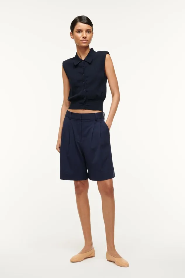 STAUD Pants and Shorts Women STAUD LONG LUISA SHORT NAVY