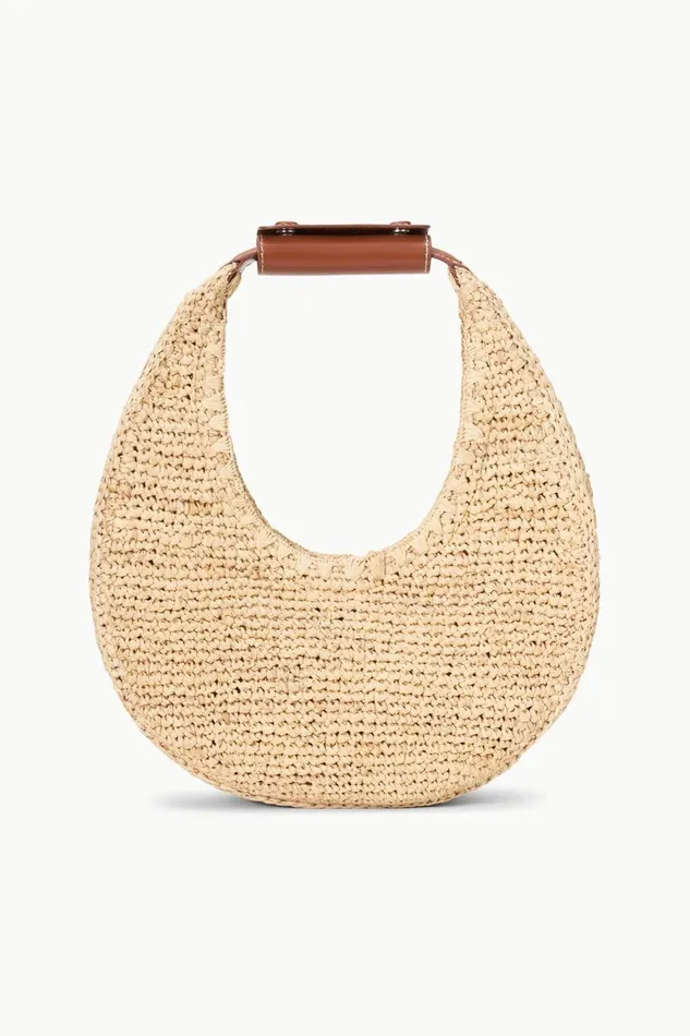 STAUD Shoulder Women STAUD MOON RAFFIA BAG NATURAL TAN