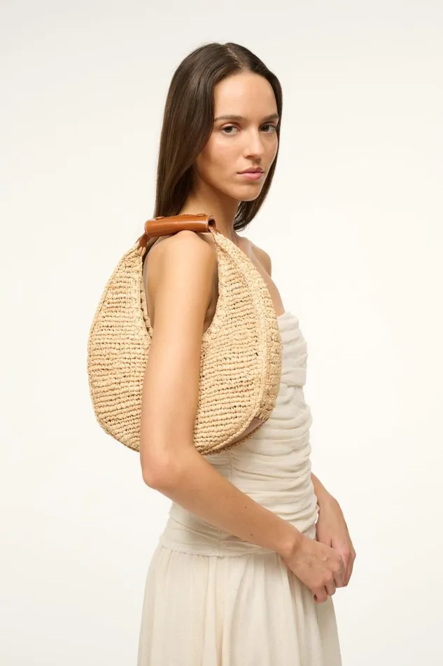 STAUD Shoulder Women STAUD MOON RAFFIA BAG NATURAL TAN STAUD Shoulder Women STAUD MOON RAFFIA BAG NATURAL TAN