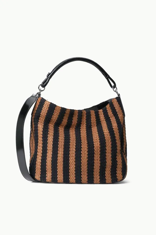 STAUD Shoulder Women STAUD PERRY HOBO BAG BLACK TAN SEASHORE STRIPE