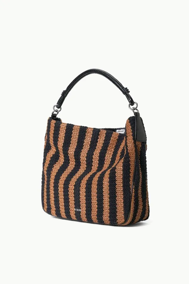 STAUD Shoulder Women STAUD PERRY HOBO BAG BLACK TAN SEASHORE STRIPE STAUD Shoulder Women STAUD PERRY HOBO BAG BLACK TAN SEASHORE STRIPE