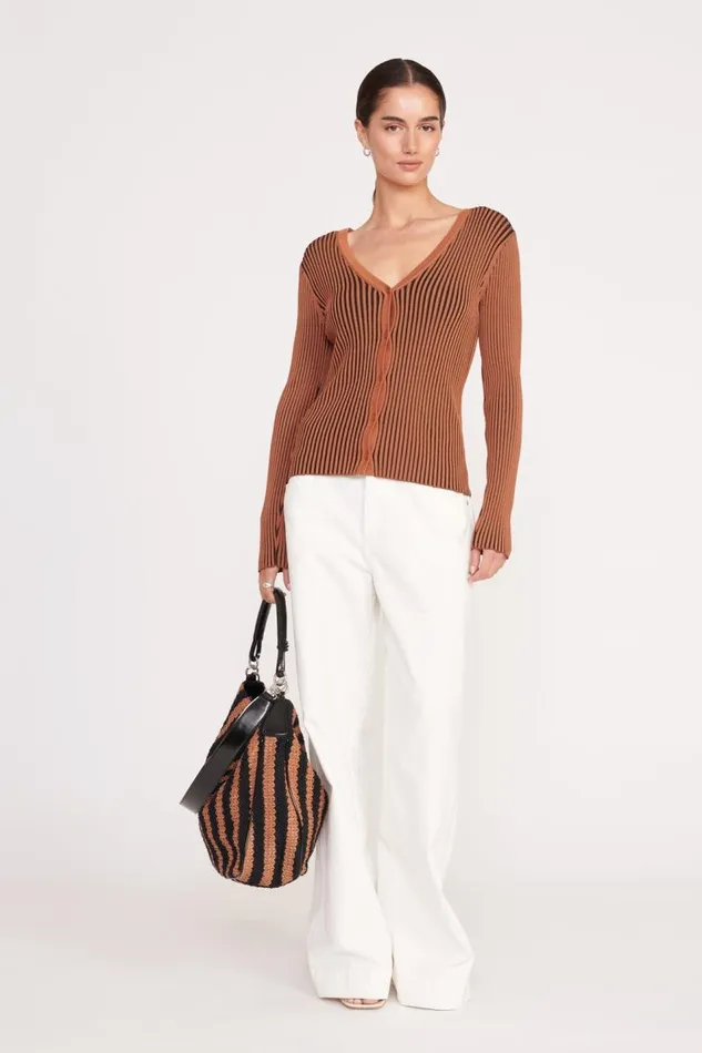 STAUD Shoulder Women STAUD PERRY HOBO BAG BLACK TAN SEASHORE STRIPE STAUD Shoulder Women STAUD PERRY HOBO BAG BLACK TAN SEASHORE STRIPE
