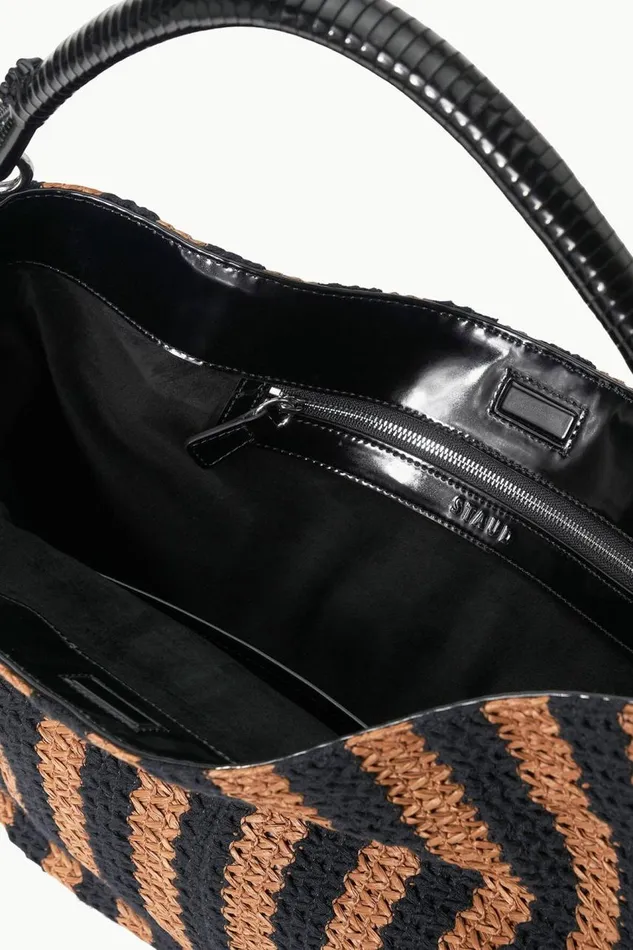 STAUD Shoulder Women STAUD PERRY HOBO BAG BLACK TAN SEASHORE STRIPE STAUD Shoulder Women STAUD PERRY HOBO BAG BLACK TAN SEASHORE STRIPE