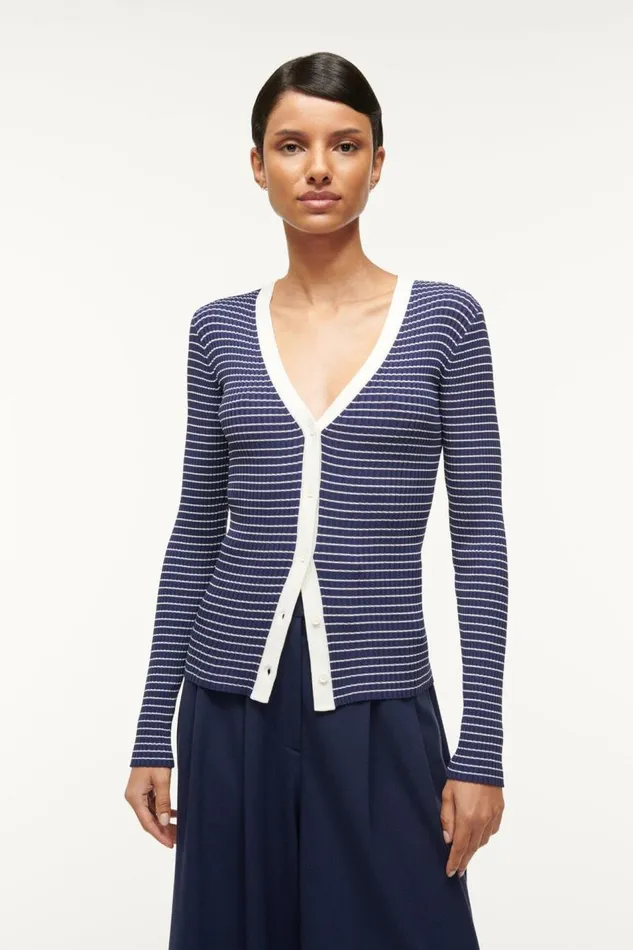 STAUD Sweaters Women STAUD CARGO SWEATER NAVY MICRO STRIPE STAUD Sweaters Women STAUD CARGO SWEATER NAVY MICRO STRIPE