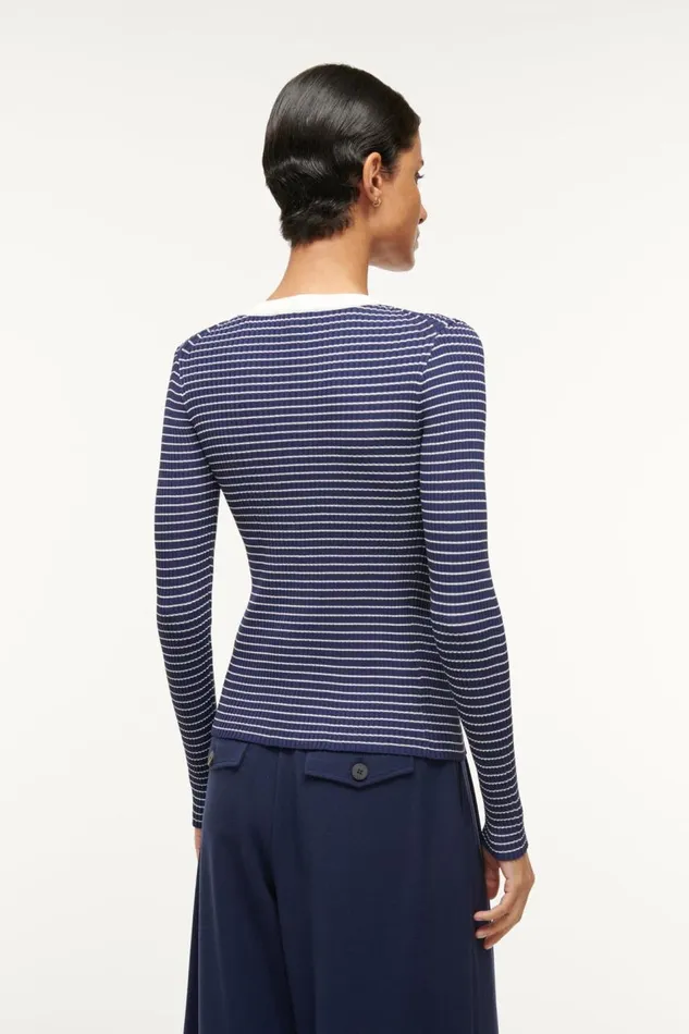 STAUD Sweaters Women STAUD CARGO SWEATER NAVY MICRO STRIPE STAUD Sweaters Women STAUD CARGO SWEATER NAVY MICRO STRIPE
