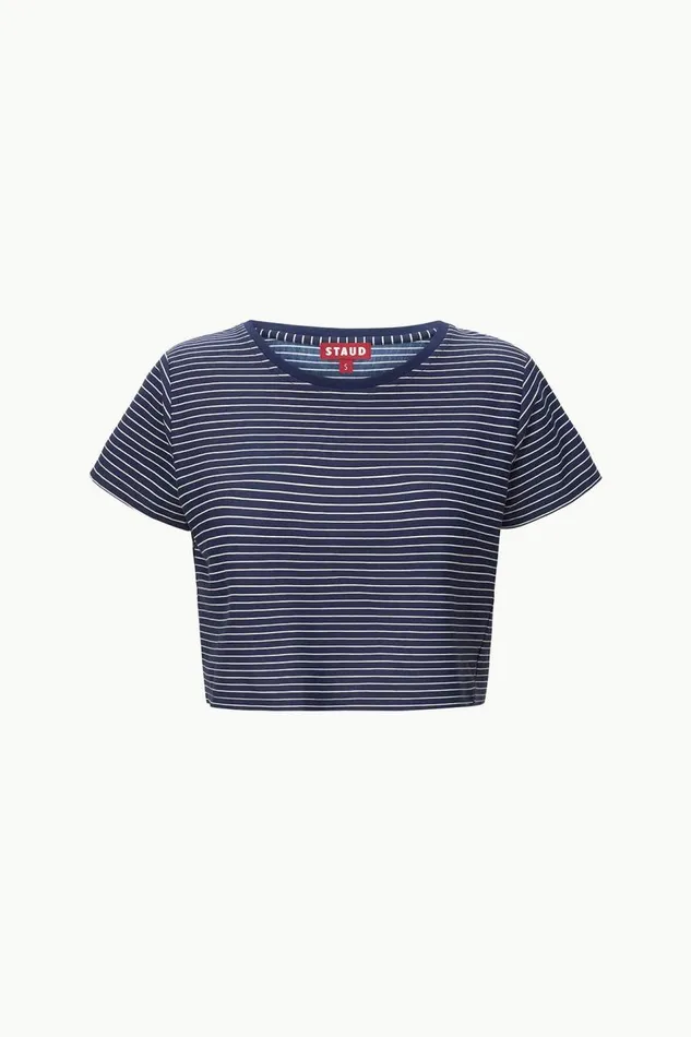 STAUD Tops Women STAUD DEAN TSHIRT NAVY MICRO STRIPE