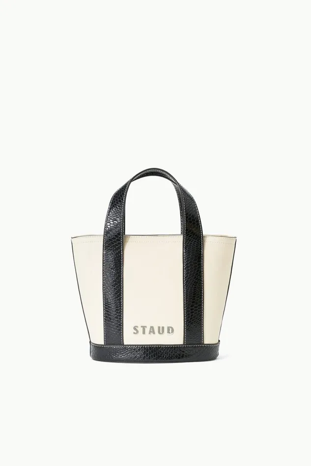 STAUD Totes Women STAUD ALLORA MINI TOTE CREAM BLACK STAUD Totes Women STAUD ALLORA MINI TOTE CREAM BLACK
