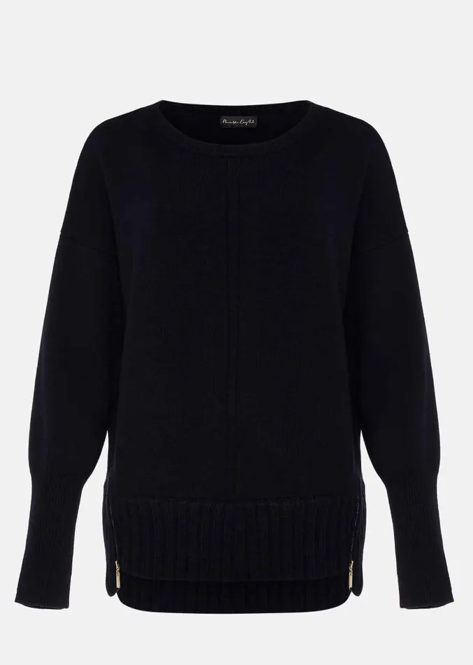 Steph Zip Detail Wool Blend Jumper Navy Women Phase Eight Knitwear