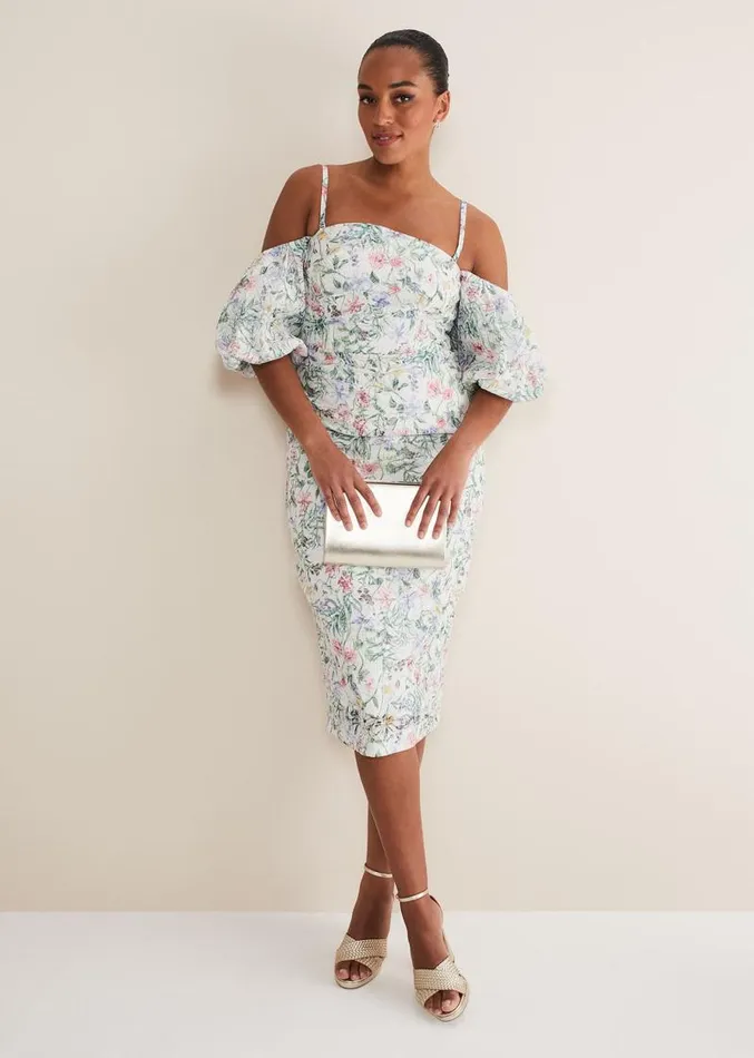 Stevie Floral Bodycon Midi Dress Ivorymulti Women Phase Eight Dresses