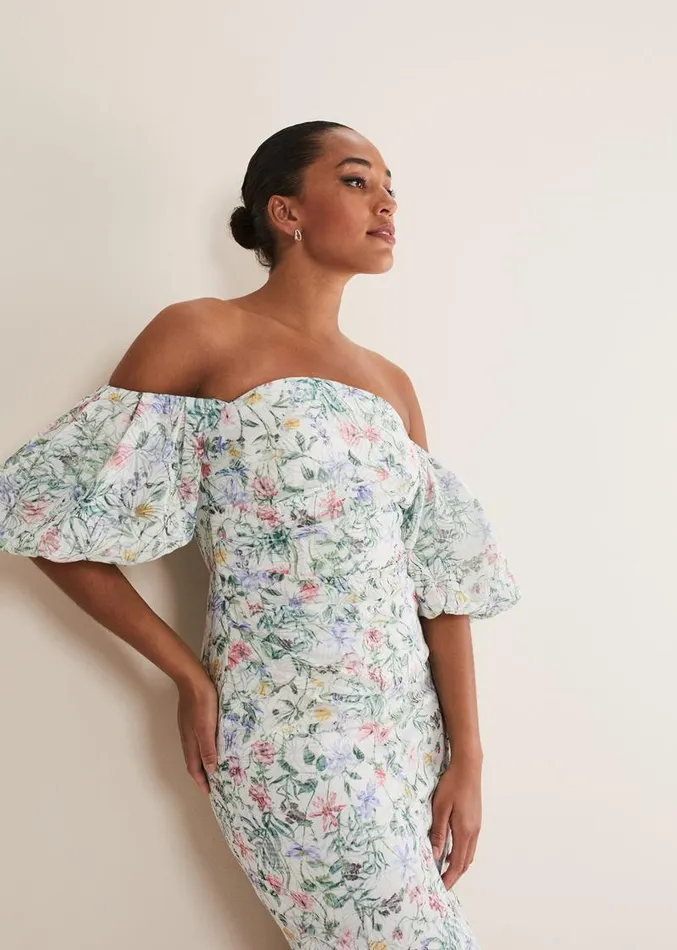 Stevie Floral Bodycon Midi Dress Ivorymulti Women Phase Eight Dresses