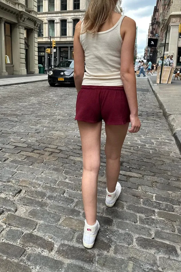 Summer Thermal Shorts Maroon Women Brandy Melville Bottoms