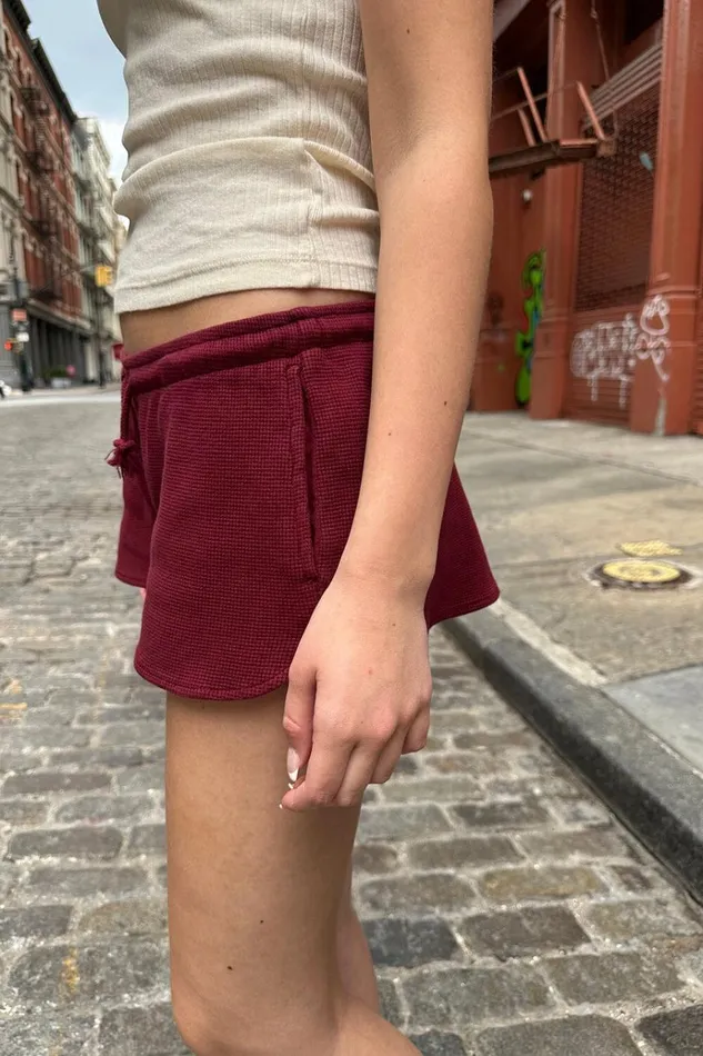 Summer Thermal Shorts Maroon Women Brandy Melville Bottoms